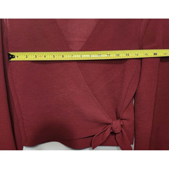 Madewell Texture & Thread Crepe Wrap Top Women’s Red Long Sleeve Tie Front S - Picture 5 of 9